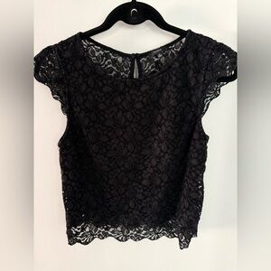 Talula Black Lace Cap Sleeve Blouse